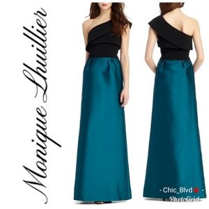 🆕️ Monique Lhuillier Teal One-Shoulder Gown